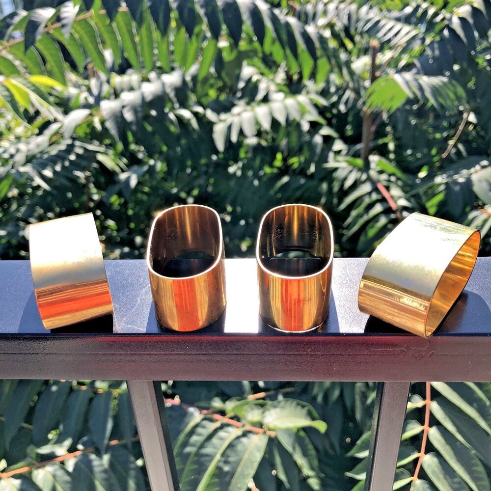 4 Brass Napkin Rings Holders Unpolished Natural Patina X